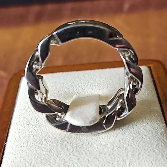 Christian Dior CD Logo Sterling Silver Silver Ring Size 9.5 - Picture 3 of 4